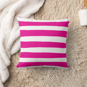 Uneven Stripes in Magenta and White Throw Pillow