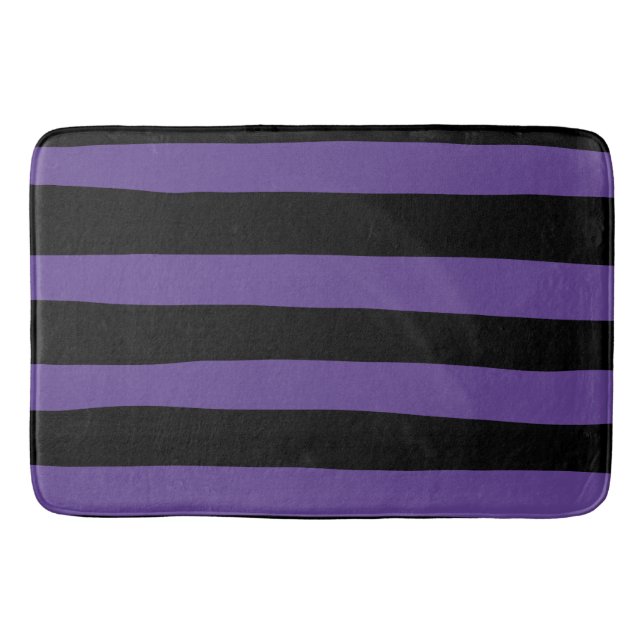 Uneven Stripes in Purple and Black Bath Mat (Front)
