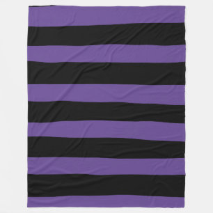 Uneven Stripes in Purple and Black Fleece Blanket