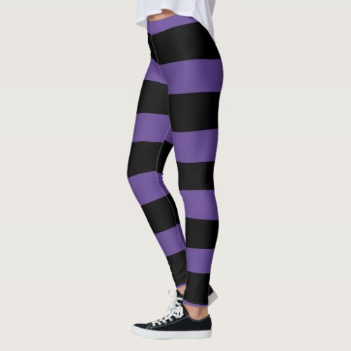 Uneven Stripes in Purple and Black Leggings