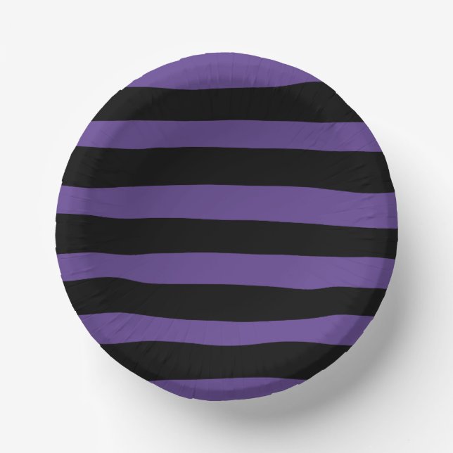 Uneven Stripes in Purple and Black Paper Bowls (Front)