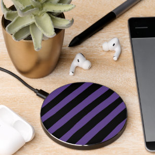 Uneven Stripes in Purple and Black Wireless Charger