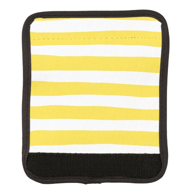 Uneven Stripes - Lemon Yellow and White Luggage Handle Wrap (Front)