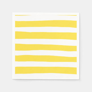 Uneven Stripes - Lemon Yellow and White Napkins