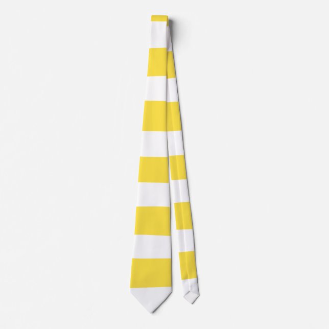Uneven Stripes - Lemon Yellow and White Neck Tie (Front)