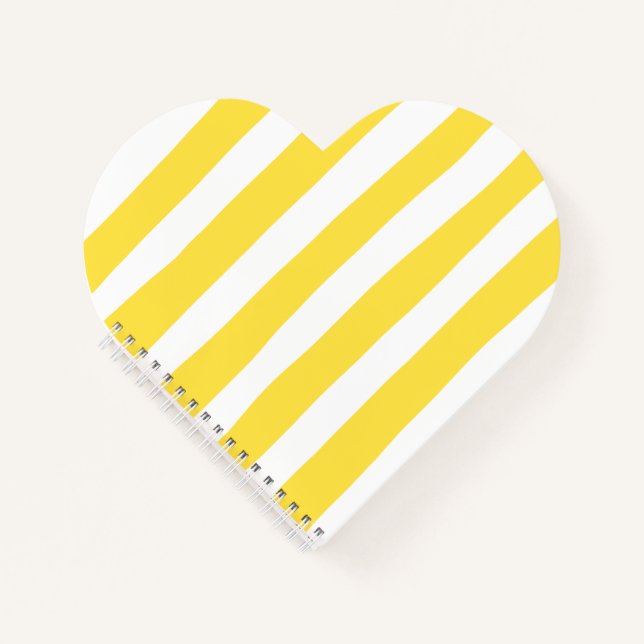 Uneven Stripes - Lemon Yellow and White Notebook (Front)