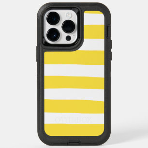 Uneven Stripes - Lemon Yellow and White OtterBox iPhone 14 Pro Max Case