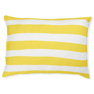 Uneven Stripes - Lemon Yellow and White Pet Bed