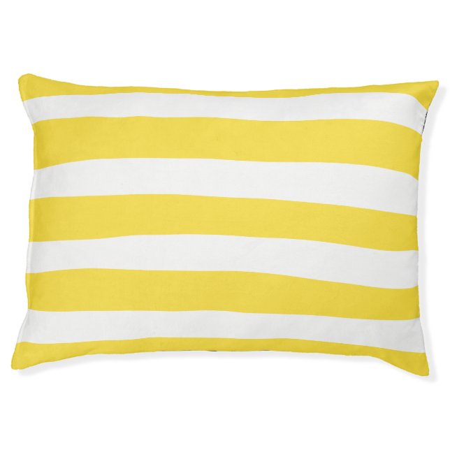 Uneven Stripes - Lemon Yellow and White Pet Bed (Front)