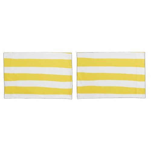 Uneven Stripes _ Lemon Yellow and White Pillow Case