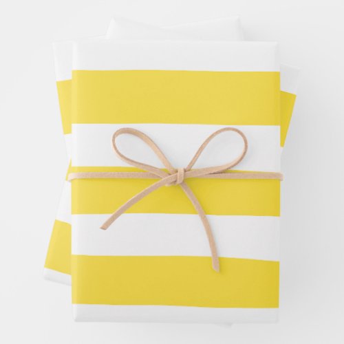 Uneven Stripes _ Lemon Yellow and White Wrapping Paper Sheets