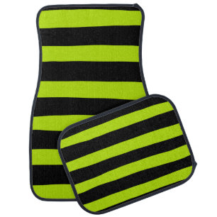 Uneven Stripes - Lime Green and Black Car Floor Mat