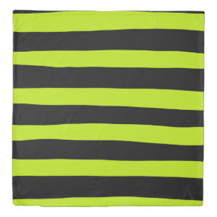 Uneven Stripes - Lime Green and Black  Duvet Cover