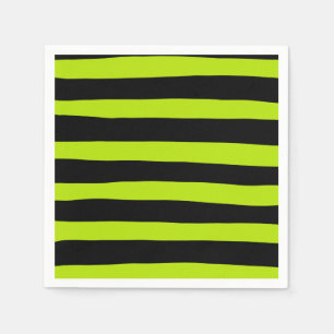 Uneven Stripes - Lime Green and Black Napkins
