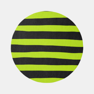 Uneven Stripes - Lime Green and Black Rug