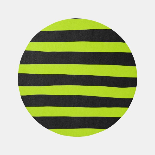 Uneven Stripes - Lime Green and Black Rug (Front)