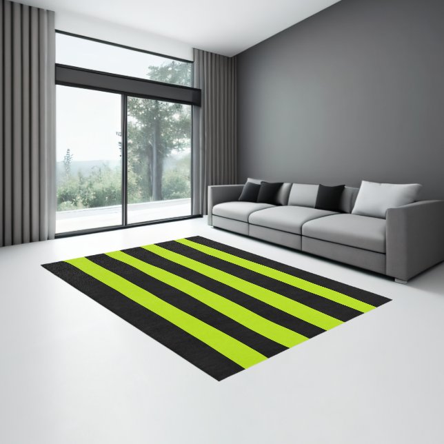 Uneven Stripes - Lime Green and Black Rug (Insitu (Indoor 3))