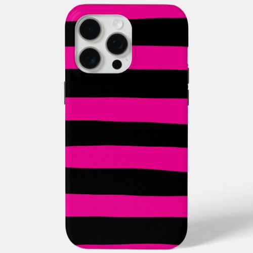 Uneven Stripes _ Magenta and Black iPhone 15 Pro Max Case