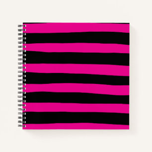 Uneven Stripes - Magenta and Black Notebook