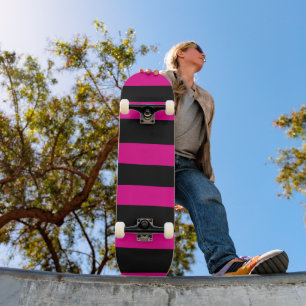Uneven Stripes - Magenta and Black Skateboard