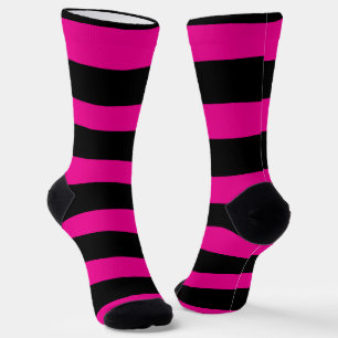 Uneven Stripes - Magenta and Black Socks
