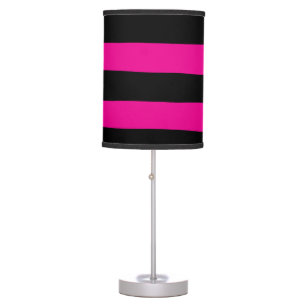 Uneven Stripes - Magenta and Black Table Lamp