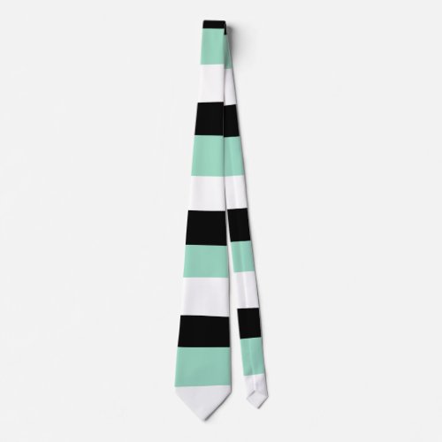 Uneven Stripes _ Mint Green White and Black Neck Tie
