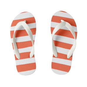 Uneven Stripes - Orange and White Kid's Flip Flops