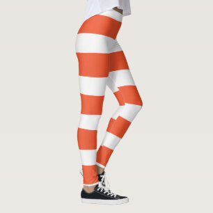Uneven Stripes - Orange and White Leggings