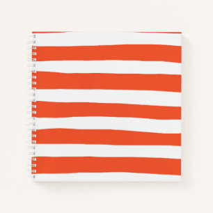 Uneven Stripes - Orange and White Notebook