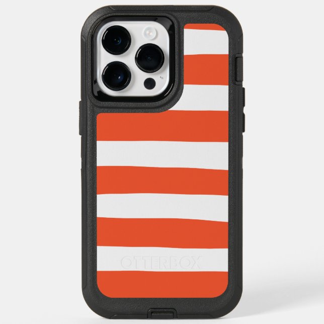 Uneven Stripes - Orange and White Otterbox iPhone Case (Back)