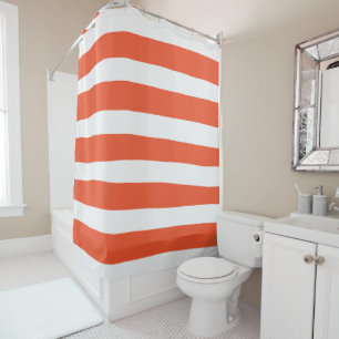 Uneven Stripes - Orange and White Shower Curtain