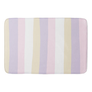 Uneven Stripes - Pastel Pink, Yellow and Purple Bath Mat