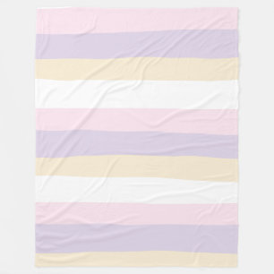 Uneven Stripes - Pastel Pink, Yellow and Purple Fleece Blanket