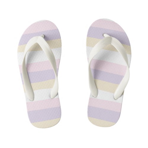Uneven Stripes _ Pastel Pink Yellow and Purple Kids Flip Flops