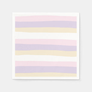 Uneven Stripes - Pastel Pink, Yellow and Purple Napkins