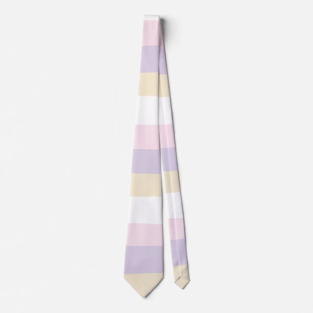 Uneven Stripes - Pastel Pink, Yellow and Purple Neck Tie (Front)