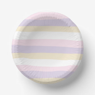 Uneven Stripes - Pastel Pink, Yellow and Purple Paper Bowls
