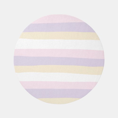 Uneven Stripes _ Pastel Pink Yellow and Purple Rug
