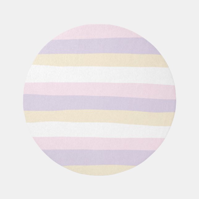 Uneven Stripes - Pastel Pink, Yellow and Purple Rug (Front)