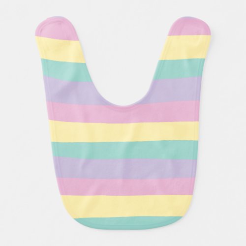 Uneven Stripes_Pastel Pink Yellow Purple  Green Baby Bib