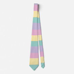 Uneven Stripes-Pastel Pink, Yellow, Purple & Green Neck Tie