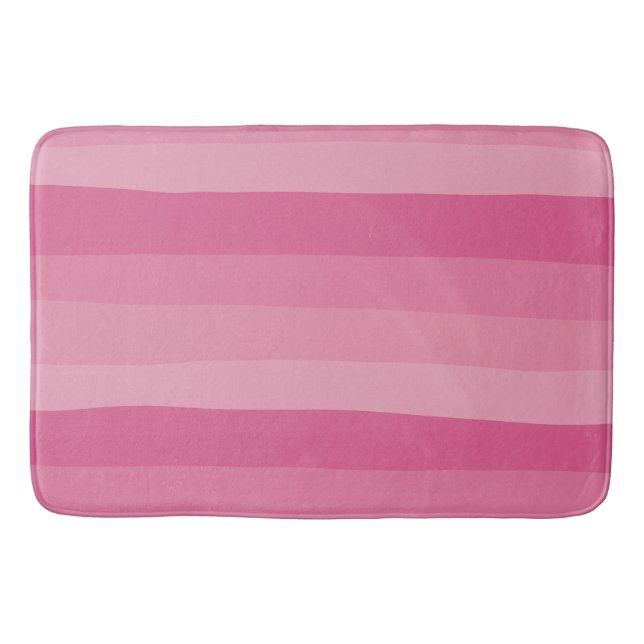 Uneven Stripes - Pink Bath Mat (Front)