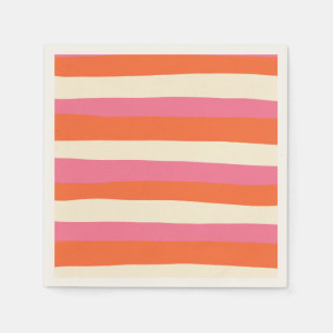 Uneven Stripes - Pink, Orange and Cream Napkins