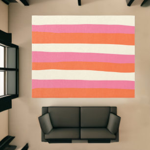 Uneven Stripes - Pink, Orange and Cream Rug