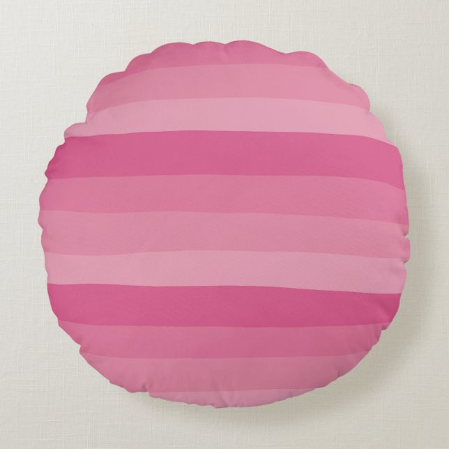 Uneven Stripes - Pink Round Pillow (Front)