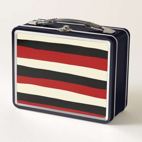 Uneven Stripes _ Red and Cream Metal Lunch Box