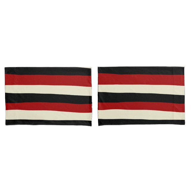 Uneven Stripes - Red and Cream Pillow Case (Front-Set)