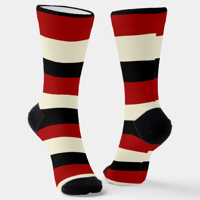 Uneven Stripes - Red and Cream Socks (Angled)