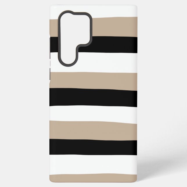 Uneven Stripes - Taupe, Black and White Samsung Galaxy Case (Back)